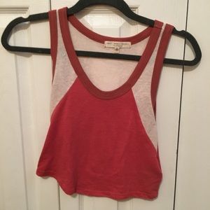 pink and white crop top